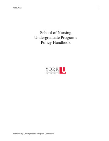 School Of Nursing Undergraduate Programs Policy Handbook