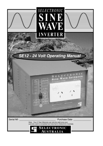SE12 24 Volt Owners Manual - Selectronic