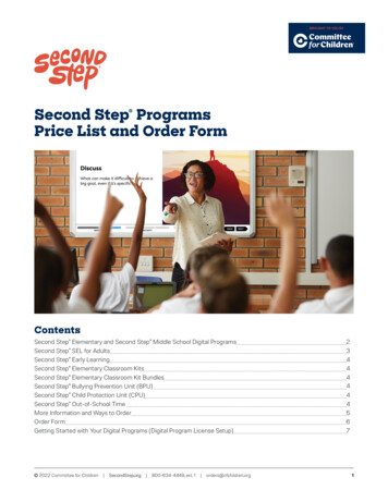 Second Step Programs Price List And Order Form - Microsoft