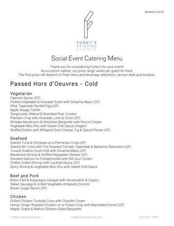 Social Event Catering Menu - Funky's Catering Events