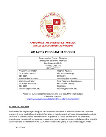California State University, Stanislaus Single Subject Credential Program