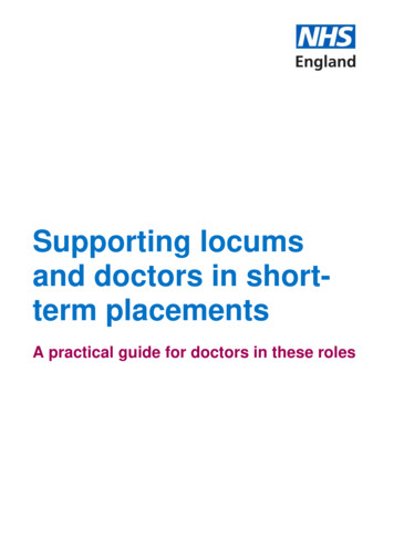 Supporting Locums And Doctors In Short- Term Placements
