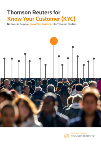 Thomson Reuters For Know Your Customer (KYC) - SIFMA