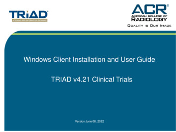 Triad Windows Client User Guide For Clinical Trials