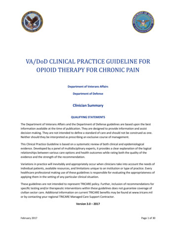 VA/DoD Clinical Practice Guideline For Opioid Therapy For Chronic Pain .