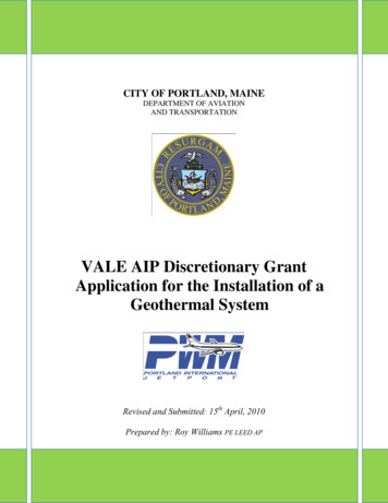Revised Vale Application - Portland International Jetport