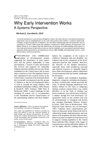 C 2011 Wolters Kluwer Health Why Early Intervention Works