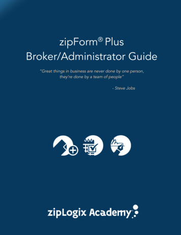 ZipForm Plus Broker/Administrator Guide - ZipLogix