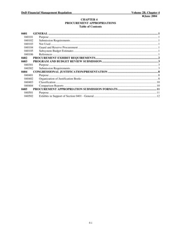 Volume 2B: Chapter 4: Procurement Appropriations