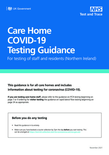 Care Home COVID-19 Testing Guidance - HSCNI