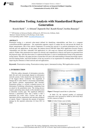 Penetration Testing Analysis With Standardized Report . - Atlantis Press