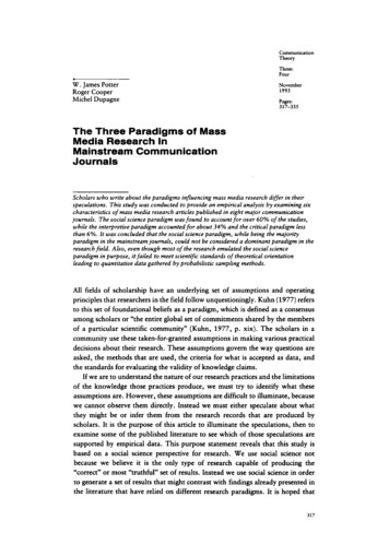 The Three Paradigms Of Mass Media Research In Mainstream Communication .
