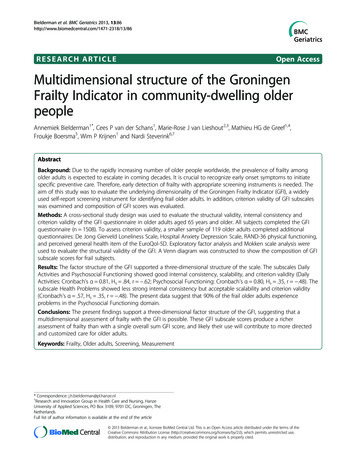 RESEARCH ARTICLE Open Access Multidimensional Structure Of The .