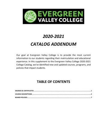 2020-2021 Catalog Addendum