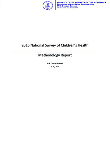 2016 National Survey Of Children's Health Methodology Report