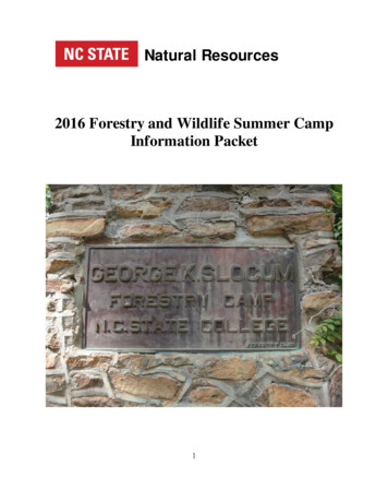 2016 Forestry And Wildlife Summer Camp Information Packet
