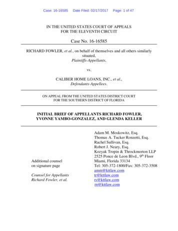 Case No. 16-16585 RICHARD FOWLER, Et Al. Plaintiffs-Appellants