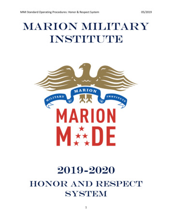MMI Standard Operating Procedures: Honor & Respect System 05/2019 .