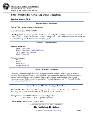 Title: Syllabus For Aerial Apparatus Operations - Myfloridacfo 