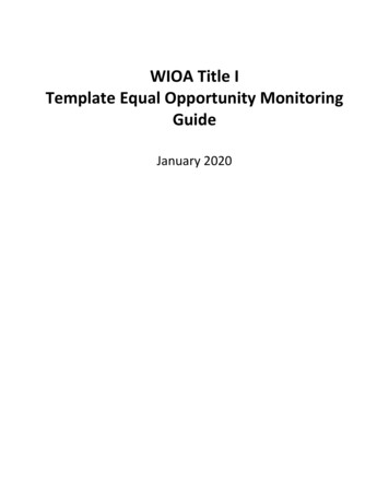 WIOA Title I Template Equal Opportunity Monitoring Guide