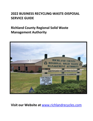 2022 BUSINESS RECYCLING-WASTE-DISPOSAL SERVICE GUIDE Richland County .