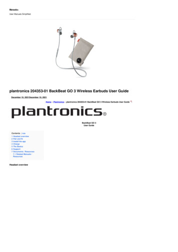 Plantronics 204353-01 BackBeat GO 3 Wireless Earbuds User Guide - Manuals 