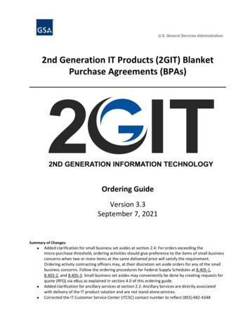2nd Generation IT Products (2GIT) Blanket Purchase Agreements (BPAs)