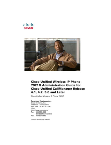 Cisco Unified Wireless IP Phone 7921G Administration Guide For Cisco .