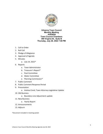 Urbanna Town Council Monthly Meeting AGENDA Town Council Chambers 390 .
