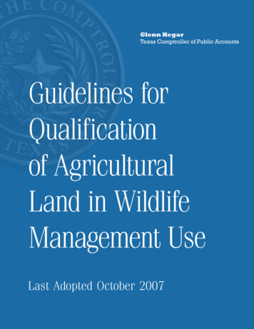 Guidelines For Qualification Of Agricultural Land In Wildlife .