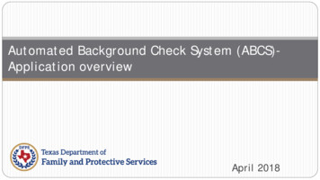 Automated Background Check System (ABCS) Application Overview