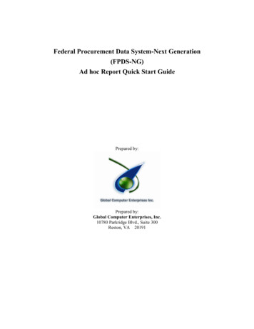 Federal Procurement Data System-Next Generation (FPDS-NG) Ad Hoc Report .