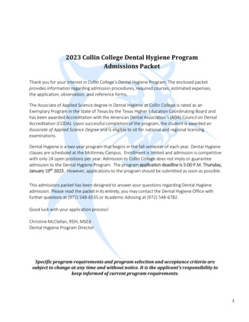 2023 Collin College Dental Hygiene Program Admissions Packet