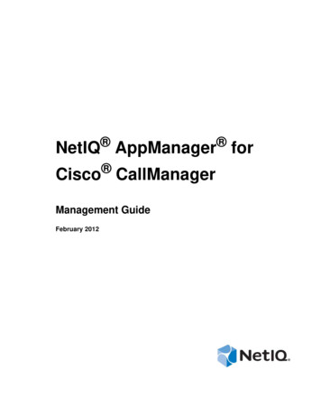 NetIQ AppManager For Cisco CallManager Management Guide
