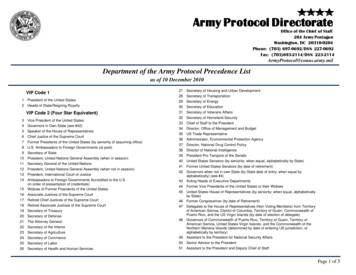 Department Of The Army Protocol Precedence List
