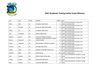 2021 Academic Testing Center Event Winners - HOSA