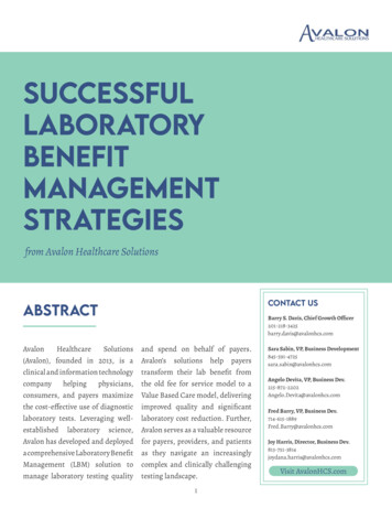SucceSSful Laboratory Benefit ManageMent StrategieS