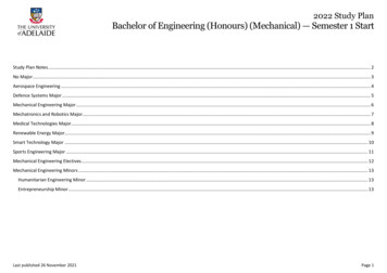 2022 Study Plan Bachelor Of Engineering (Honours) (Mechanical .