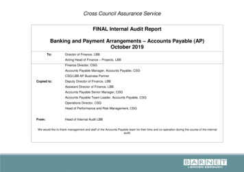FINAL Internal Audit Report Banking And Payment Arrangements Accounts .