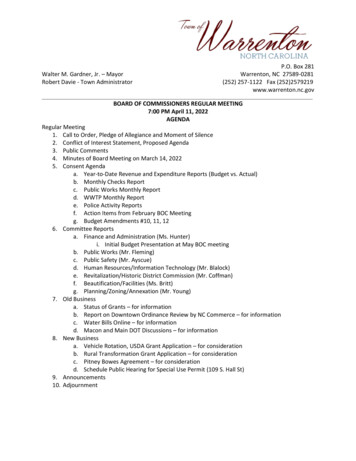 BOARD OF COMMISSIONERS REGULAR MEETING 7:00 PM April 11, 2022 AGENDA