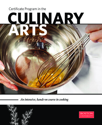 Certificate Program In The Culinary Arts - Boston University
