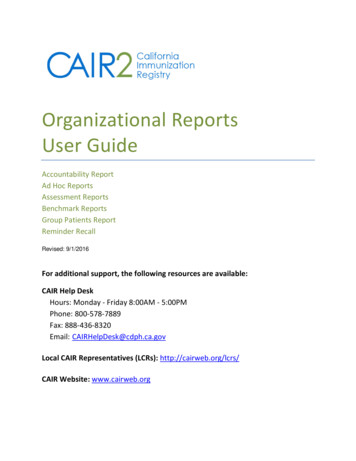 Organizational Reports User Guide - California
