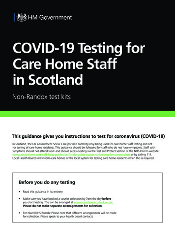 COVID-19 Testing For Care Home Staff In Scotland