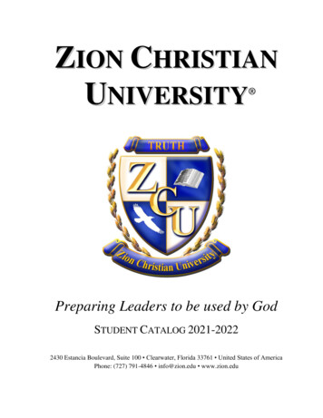 ZZIIOONN CC UUNNIIVVEERRSSIITTYY - Zion Christian University