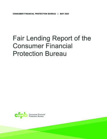 Fair Lending Report Of The Consumer Financial Protection Bureau