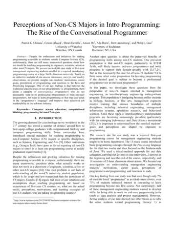 Perceptions Of Non-CS Majors In Intro Programming: The Rise Of The .