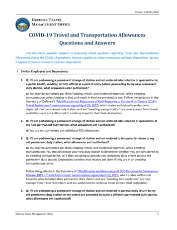 COVID-19 Travel And Transportation Allowances Questions And Answers