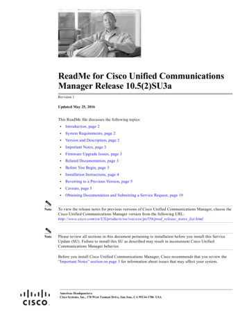 ReadMe For Cisco Unified Communications Manager Release 10.5(2)SU3a