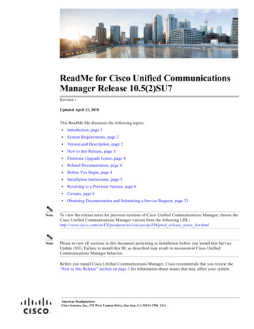 ReadMe For Cisco Unified Communications Manager Release 10.5(2)SU7