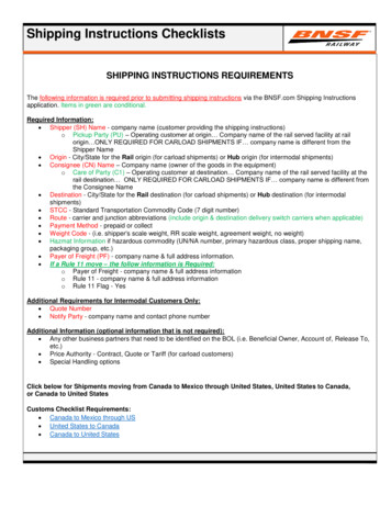 Shipping Instructions Checklists - BNSF Railway